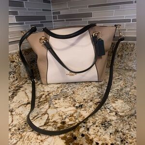 Coach tan and black crossbody purse